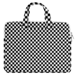 Black And White Checkerboard Background Board Checker Macbook Pro 16  Double Pocket Laptop Bag  by Amaryn4rt