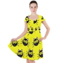 Cats Heads Pattern Design Cap Sleeve Midi Dress View1