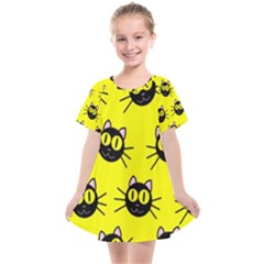 Cats Heads Pattern Design Kids  Smock Dress by Amaryn4rt