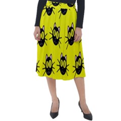 Cats Heads Pattern Design Classic Velour Midi Skirt  by Amaryn4rt