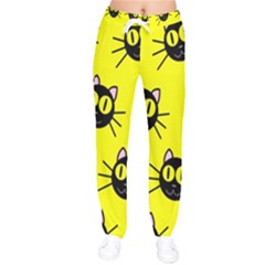 Cats Heads Pattern Design Women Velvet Drawstring Pants by Amaryn4rt