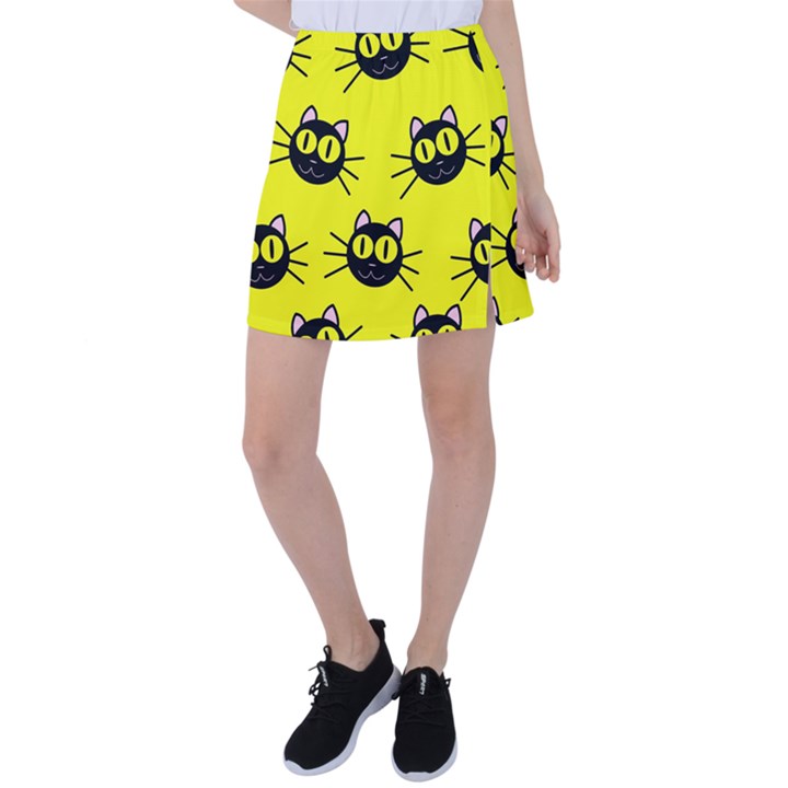 Cats Heads Pattern Design Tennis Skirt