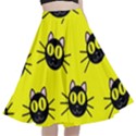 Cats Heads Pattern Design A-Line Full Circle Midi Skirt With Pocket View1