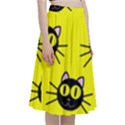 Cats Heads Pattern Design A-Line Full Circle Midi Skirt With Pocket View3