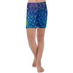 Amazing Peacock Kids  Lightweight Velour Capri Yoga Leggings by Simbadda