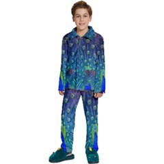 Amazing Peacock Kids  Long Sleeve Velvet Pajamas Set by Simbadda