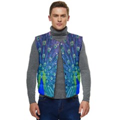 Amazing Peacock Men s Short Button Up Puffer Vest	 by Simbadda