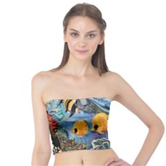 Colorful Aquatic Life Wall Mural Tube Top by Simbadda