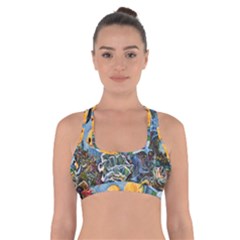 Colorful Aquatic Life Wall Mural Cross Back Sports Bra by Simbadda