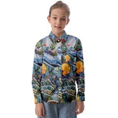 Colorful Aquatic Life Wall Mural Kids  Long Sleeve Shirt by Simbadda