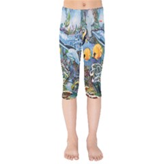 Colorful Aquatic Life Wall Mural Kids  Capri Leggings  by Simbadda