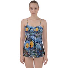 Colorful Aquatic Life Wall Mural Babydoll Tankini Set by Simbadda