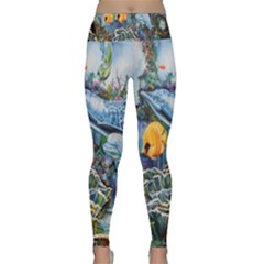 Colorful Aquatic Life Wall Mural Lightweight Velour Classic Yoga Leggings by Simbadda