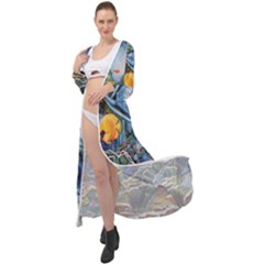 Colorful Aquatic Life Wall Mural Maxi Chiffon Beach Wrap by Simbadda