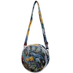 Colorful Aquatic Life Wall Mural Crossbody Circle Bag by Simbadda