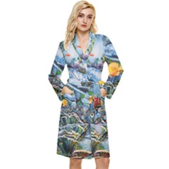 Colorful Aquatic Life Wall Mural Long Sleeve Velvet Robe by Simbadda