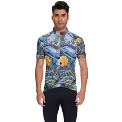 Colorful Aquatic Life Wall Mural Men s Short Sleeve Cycling Jersey by Simbadda