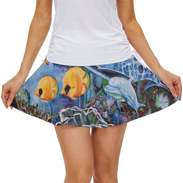 Colorful Aquatic Life Wall Mural Women s Skort