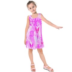 Butterfly Cut Out Pattern Colorful Colors Kids  Sleeveless Dress by Simbadda