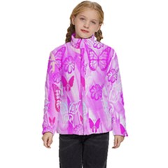 Butterfly Cut Out Pattern Colorful Colors Kids  Puffer Bubble Jacket Coat by Simbadda