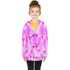 Butterfly Cut Out Pattern Colorful Colors Kids  Double Breasted Button Coat by Simbadda