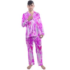 Butterfly Cut Out Pattern Colorful Colors Men s Long Sleeve Satin Pajamas Set by Simbadda