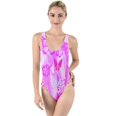 Butterfly Cut Out Pattern Colorful Colors High Leg Strappy Swimsuit by Simbadda