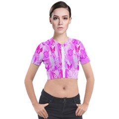 Butterfly Cut Out Pattern Colorful Colors Short Sleeve Cropped Jacket by Simbadda