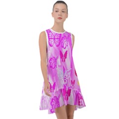 Butterfly Cut Out Pattern Colorful Colors Frill Swing Dress by Simbadda