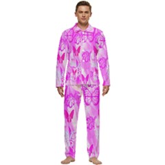 Butterfly Cut Out Pattern Colorful Colors Men s Long Sleeve Velvet Pocket Pajamas Set by Simbadda