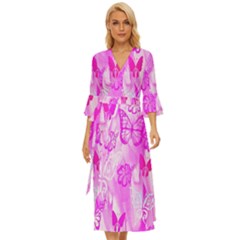 Butterfly Cut Out Pattern Colorful Colors Midsummer Wrap Dress by Simbadda