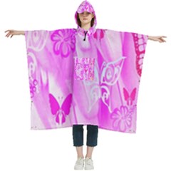 Butterfly Cut Out Pattern Colorful Colors Women s Hooded Rain Ponchos by Simbadda