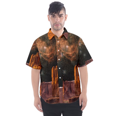 Geology Sand Stone Canyon Men s Short Sleeve Shirt by Simbadda