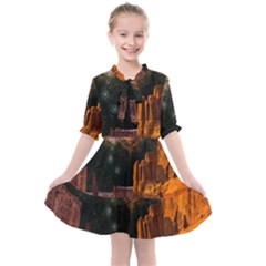 Geology Sand Stone Canyon Kids  All Frills Chiffon Dress by Simbadda