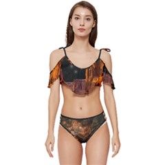 Geology Sand Stone Canyon Ruffle Edge Tie Up Bikini Set	 by Simbadda