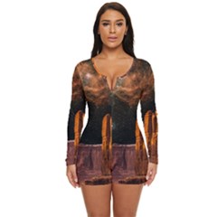 Geology Sand Stone Canyon Long Sleeve Boyleg Swimsuit by Simbadda