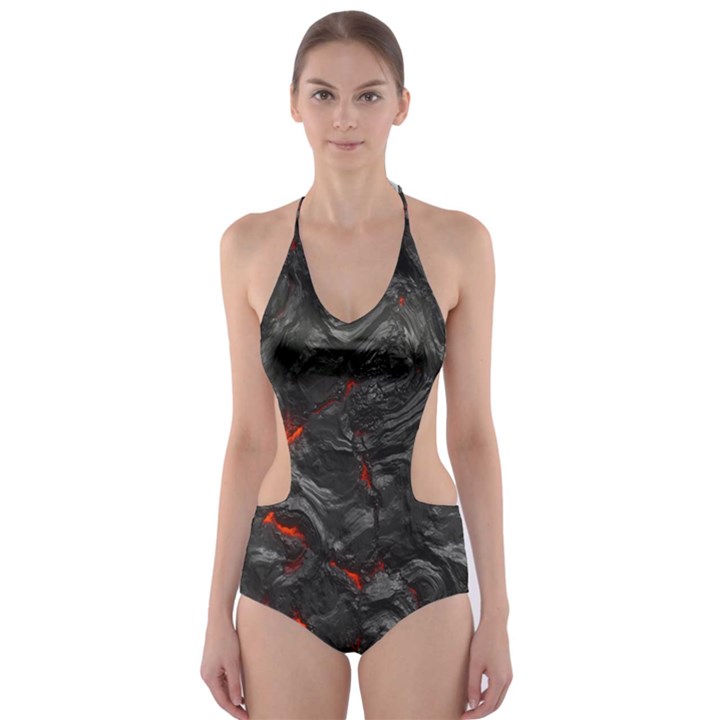 Volcanic Lava Background Effect Cut-Out One Piece Swimsuit