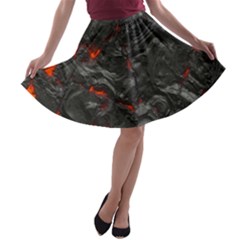 Volcanic Lava Background Effect A-line Skater Skirt by Simbadda