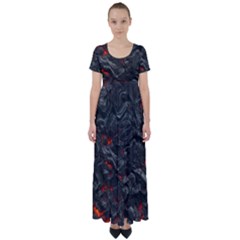 Volcanic Lava Background Effect High Waist Short Sleeve Maxi Dress by Simbadda