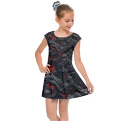 Volcanic Lava Background Effect Kids  Cap Sleeve Dress by Simbadda