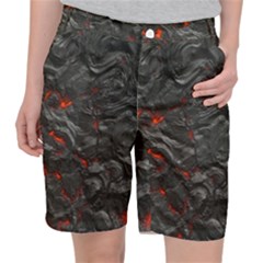 Volcanic Lava Background Effect Women s Pocket Shorts by Simbadda