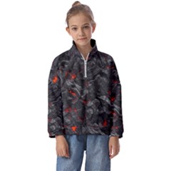 Volcanic Lava Background Effect Kids  Half Zip Hoodie by Simbadda