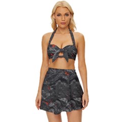 Volcanic Lava Background Effect Vintage Style Bikini Top And Skirt Set  by Simbadda