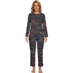 Volcanic Lava Background Effect Womens  Long Sleeve Lightweight Pajamas Set by Simbadda