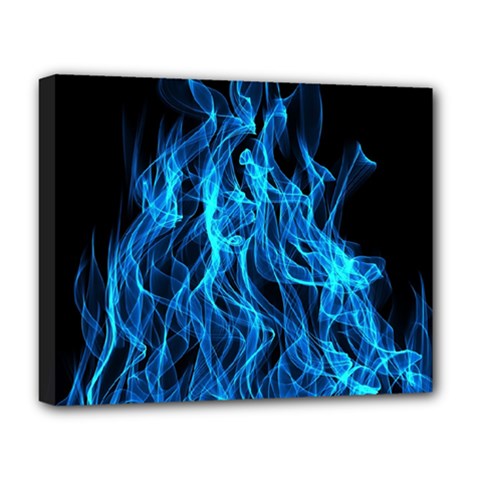 Digitally Created Blue Flames Of Fire Deluxe Canvas 20  X 16  (stretched) by Simbadda