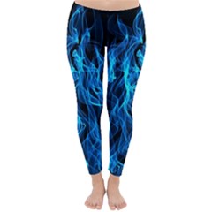 Digitally Created Blue Flames Of Fire Classic Winter Leggings by Simbadda