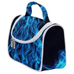 Digitally Created Blue Flames Of Fire Satchel Handbag by Simbadda