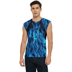 Digitally Created Blue Flames Of Fire Men s Raglan Cap Sleeve Tee by Simbadda