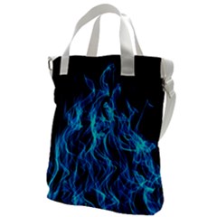 Digitally Created Blue Flames Of Fire Canvas Messenger Bag by Simbadda