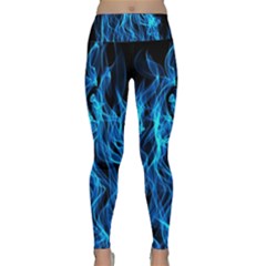 Digitally Created Blue Flames Of Fire Lightweight Velour Classic Yoga Leggings by Simbadda